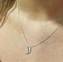 Cordão Lua Crescente em Prata 925