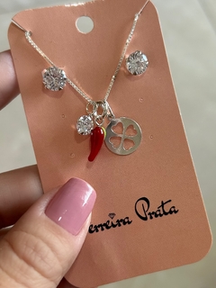 Conjunto Patuá Boa sorte Cristal em Prata 925 - comprar online