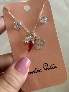 Conjunto Patuá Boa sorte Cristal em Prata 925 - comprar online