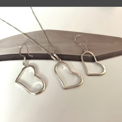 Conjunto Coração Vazado em Prata 925 - comprar online