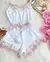 Baby Doll Encanto - Branco com Rosé rendado