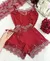 Baby Doll Encanto - Vermelho com Branco rendado