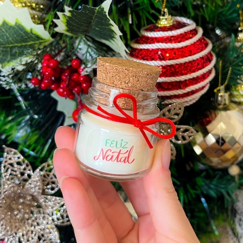 Mini Velas com tampa de cortiça e etiqueta/decoração personalizável - Puro Momento