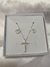 CONJUNTO COLAR E BRINCO CRUZ PRATA 925