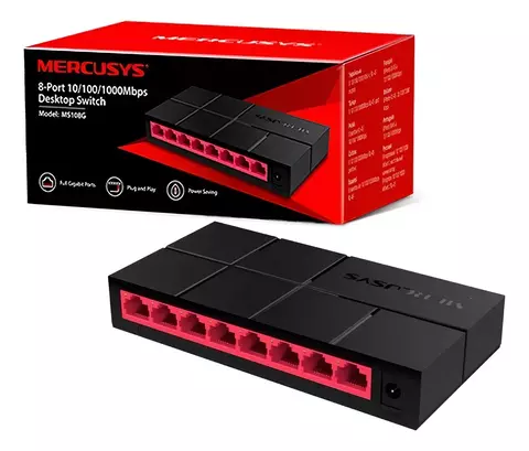 Switch Mercusys MS108G – 8 Portas Gigabit 10/100/1000 Mbps