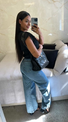 Calça Wide Leg Jeans Médio Marmorizado na internet
