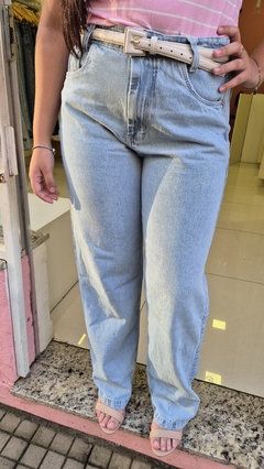 Calça Wide Leg Jeasn Claro Marmorizada Botão Prata na internet