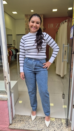 Calça MOM Jeans Médio Marmorizado - comprar online