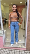 Calça Wide Leg Jeans Médio Marmorizada com Fenda - comprar online
