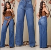 Calça Wide Leg Jeans Médio Botão Roxo - comprar online