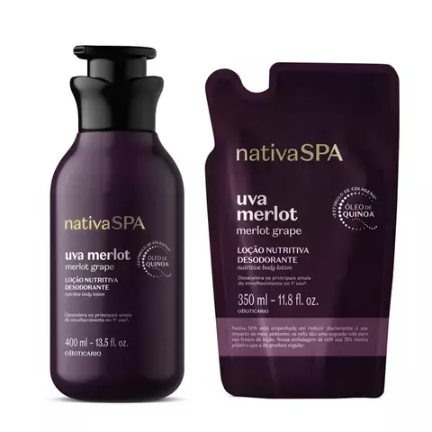 Combo Nativa Spa: Loção Hidratante Desodorante Ameixa Negra 400ml + Refil Ameixa 400ml