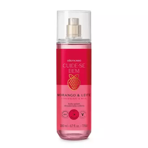 Body Splash Desodorante Colônia Cuide-se Bem Morango e Leite 200ml