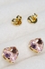 Brinco zircônia Coração Rosa - Folheado Banhado a Ouro 18k - comprar online