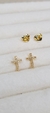 Brinco Cruz Crav. com zircônias - Folheado Banhado a Ouro 18k - comprar online