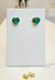 Brinco Coração Zircônia verde - Folheado A Ouro 18k