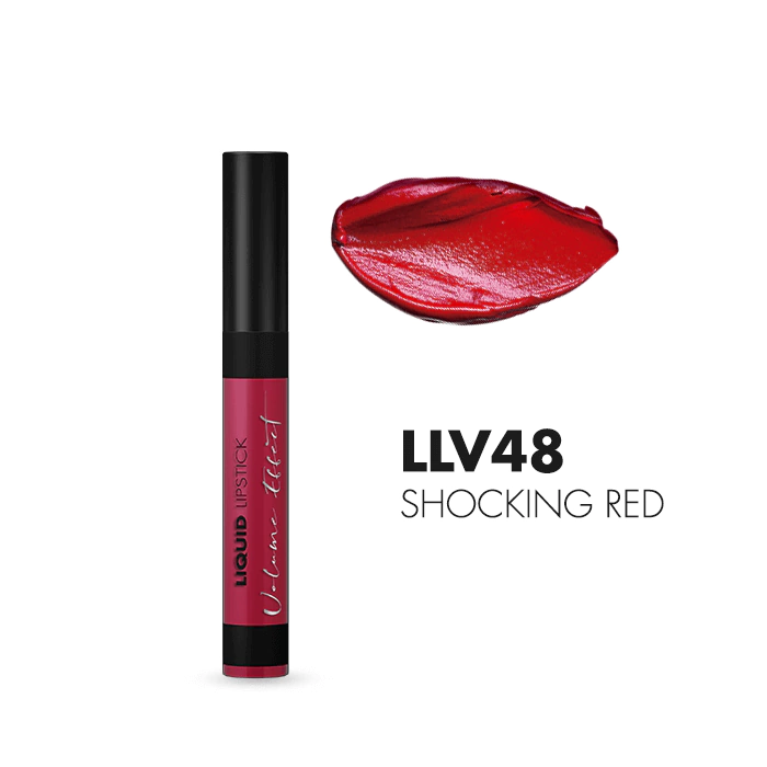Liquid Lipstick Volume Effect - Labial liquido voluminizador tono SHOCKING RED - Idraet