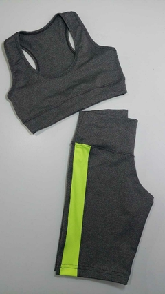 Outfit gris melange / amarillo fluo
