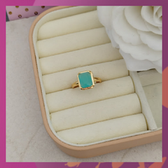Anillo Piedra Cuadro Verde Menta T-7