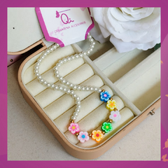 Chocker Perlas Flores Colores