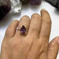 Anel Ajustável Ametista Gota Prata 925 M - comprar online