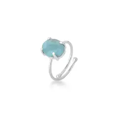 Anel Ajustável Larimar Prata 925 Oval