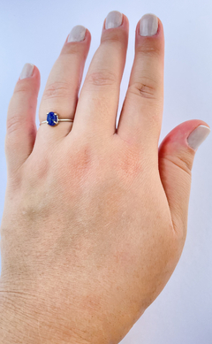 Anel Ajustável Lápis Lazuli Oval Prata 925 - comprar online