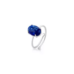 Anel Ajustável Lápis Lazuli Oval Prata 925