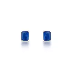 Brinco Retangular Cianita Azul Prata 925