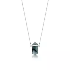 Colar Biponta Esmeralda Vertical Prata 925