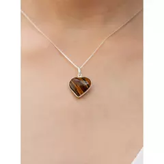 Pingente Coração Olho de Tigre Prata 925 - comprar online