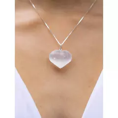 Pingente Coração Selenita Pedra Natural Prata 925 - comprar online
