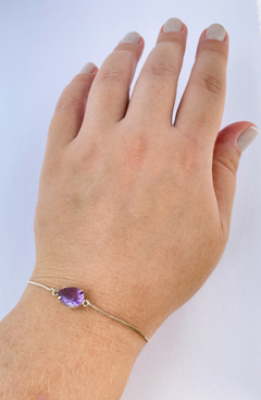 Pulseira Gota Ametista Prata 925 na internet
