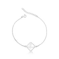 Pulseira Pirâmide Quartzo Cristal Prata 925