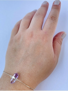 Pulseira Biponta Ametista Prata 925 na internet