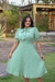 Vestido midi plissado gola gravatinha