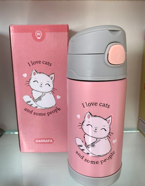 Garrafa Com Canudo Gato