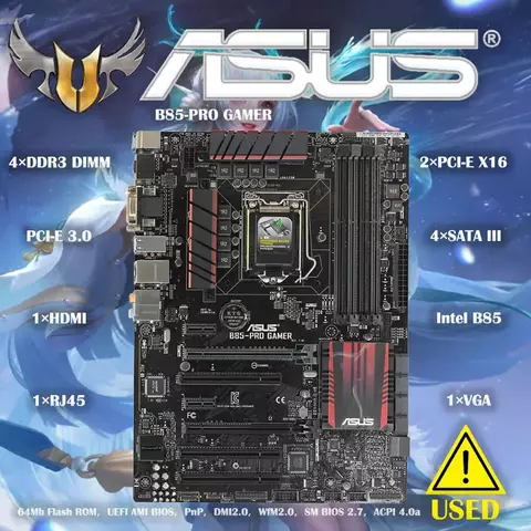 Original Asus B85-PRO GAMER Desktop Placa-mãe B85 Socket LGA 1150 i7 i5 i3 DDR3