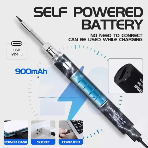 Caneta Ferro Sem Fio Recarregável, USB Portátil, Alimentada Elétrica, Kit 3 P