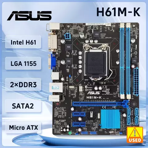 Placa-mãe ASUS H61M-K Intel H61 LGA 1155 Core i3-2130 3245 2405 2500 3340 3470