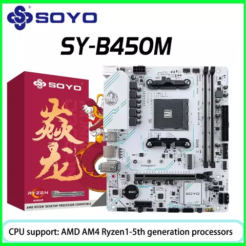 Soyo amd b450m jogo placa-mãe ddr4 memória am4 mainboard m.2 nvme componentes