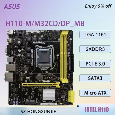 Placa mãe ASUS H110-M/M32CD/DP_MB Intel H110 DDR3 RAM suporte i5-6600 i5-6500