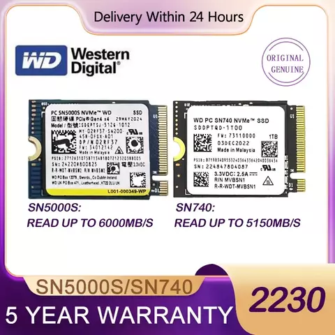 Western Digital WD SN740 SN5000S M.2 2230 SSD 2 TB 1 TB 256 GB NVMe PCIe Gen4 x4