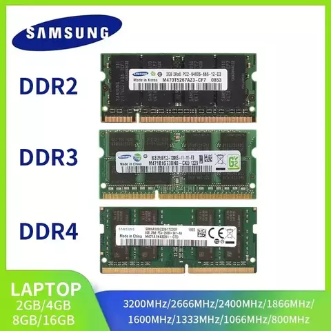 Memória RAM para laptop Samsung DDR4 DDR3 DDR2 16 GB 8 GB 4 GB 2 GB 3200 2666 2