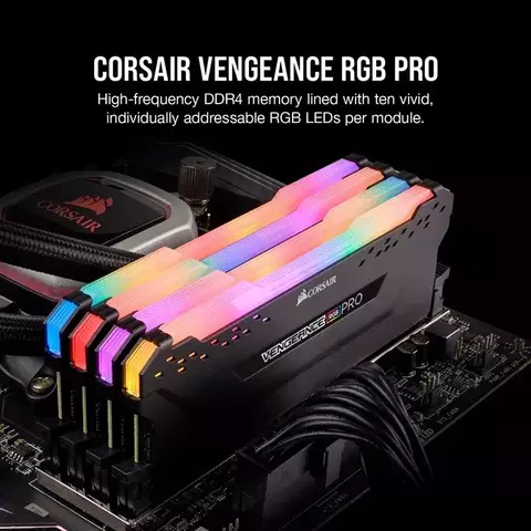 Corsair VENGEANCE RGB PRO DDR4 16GB 3200MHz Intel XMP 2.0 iCUE Memória de compu