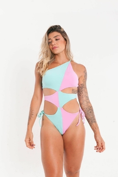 Maiô Alana Verde e Rosa
