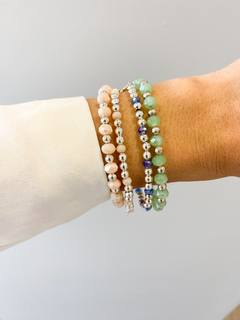 Pulseras acero blanco cristales de colores