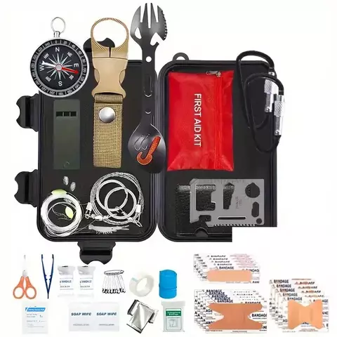 EDC Kit de Sobrevivência e Primeiros Socorros, 57-em-1, Equipamento de Emergência