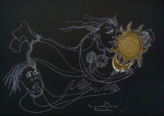 Dibujo. "Buscando el Sol" 22,5 cm x 32 cm. (El marco es ilustrativo)