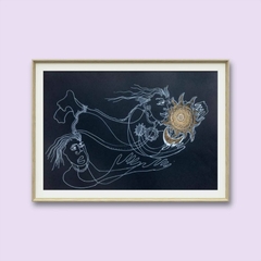 Dibujo. "Buscando el Sol" 22,5 cm x 32 cm. (El marco es ilustrativo) - comprar online