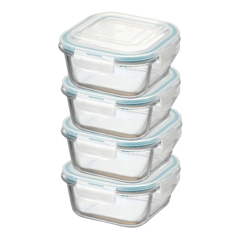 Kit 12 Potes De Vidro Quadrado Hermético com Trava Super Vedação 520ml